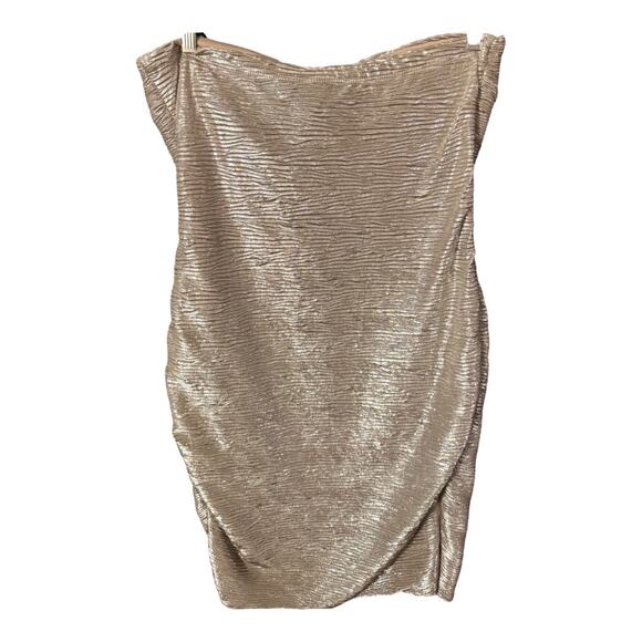 Fashionista Silver Metallic Strapless Bodycon Party Dress | Size Large - Picture 6 of 6